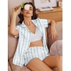 Ekouaer Women’s Satin Pajamas Set 2 piece Silky Sleepwear Buttton Down Short Sleeves Top and Shorts Pj Set S-XXL(Rose Stripe)
