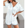 Ekouaer Women’s Satin Pajamas Set 2 piece Silky Sleepwear Buttton Down Short Sleeves Top and Shorts Pj Set S-XXL(Rose Stripe)