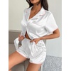 Ekouaer Women’s Satin Pajamas Set 2 piece Silky Sleepwear Buttton Down Short Sleeves Top and Shorts Pj Set S-XXL(White)