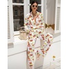 Ekouaer Womens Satin Silky Pajama Set 2 Piece Print PJs Soft Loungewear Button Down Sleepwear with Elastic Waist Long Pants(C_crayfish)