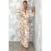 Ekouaer Womens Satin Silky Pajama Set 2 Piece Print PJs Soft Loungewear Button Down Sleepwear with Elastic Waist Long Pants(C_crayfish)
