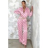 Ekouaer Womens Satin Silky Pajama Set 2 Piece Print PJs Soft Loungewear Button Down Sleepwear with Elastic Waist Long Pants(C_national Pattern)