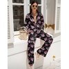 Ekouaer Womens Satin Silky Pajama Set 2 Piece Print PJs Soft Loungewear Button Down Sleepwear with Elastic Waist Long Pants(C_pink Leopard)