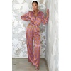 Ekouaer Womens Satin Silky Pajama Set 2 Piece Print PJs Soft Loungewear Button Down Sleepwear with Elastic Waist Long Pants(C_purple Octopus)