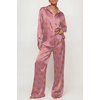 Ekouaer Womens Satin Silky Pajama Set 2 Piece Print PJs Soft Loungewear Button Down Sleepwear with Elastic Waist Long Pants(C_purple Octopus)