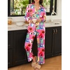 Ekouaer Womens Satin Silky Pajama Set 2 Piece Print PJs Soft Loungewear Button Down Sleepwear with Elastic Waist Long Pants(Red Cartoon Book Print)