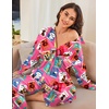 Ekouaer Womens Satin Silky Pajama Set 2 Piece Print PJs Soft Loungewear Button Down Sleepwear with Elastic Waist Long Pants(Red Cartoon Book Print)
