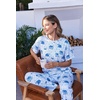 Ekouaer Womens Satin Silky Pajama Set Short Sleeve Shirt with Long Pajama Pant Set Soft PJ Loungewear(Boho Elephant)