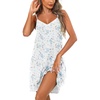 Ekouaer Cotton Nightgowns for Women Sleeveless Spaghetti Strap Night Gown V Neck Sleep Dress Nightshirts Chemise Sleepwear(White Flower)