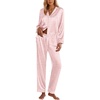 Ekouaer Silk Pajamas for Women Classic Button Down Satin Pajama Sets Long Sleeve Lounge Set(Pink Leopard)
