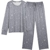 Ekouaer Women’s Pajamas Set 2 Piece Lounge Sets Long Sleeve Crewneck Top and Pants Soft Pjs with Pockets(Gray Stars)