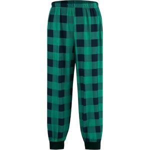 Ekouaer Boys Jogger Pajama Pants Long Plaid Pj Pants Elastic Waistband Lounge Pants with Pockets(Gz24_green Plaid)