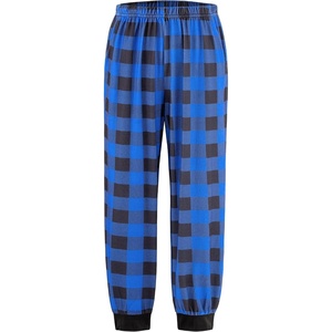 Ekouaer Boys Jogger Pajama Pants Long Plaid Pj Pants Elastic Waistband Lounge Pants with Pockets(Gz90_blue Black Plaid)