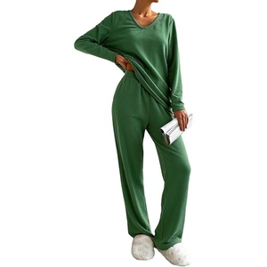 Ekouaer Women’s Pajamas Set 2 Piece Fuzzy Lounge Set Long Sleeve Sleepwear Fall Winter Loungewear Outfits Matching Clothes(Bright Green)