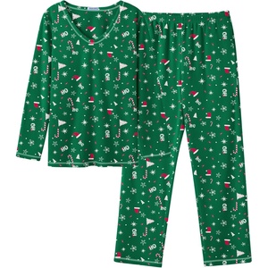 Ekouaer Women’s Pajamas Set 2 Piece Fuzzy Lounge Set Long Sleeve Sleepwear Fall Winter Loungewear Outfits Matching Clothes(Christmas Green)