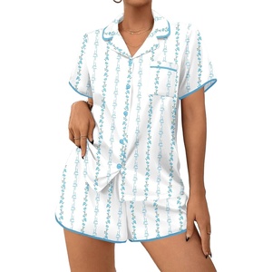 Ekouaer Women’s Satin Pajamas Set 2 piece Silky Sleepwear Buttton Down Short Sleeves Top and Shorts Pj Set S-XXL(Rose Stripe)