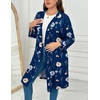 Ekouaer Women Plus Size Robe Knee Length Lightweight Bathrobe Short Kimono Robes with Pockets Maternity Robe(Navy Florals)