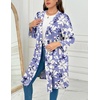 Ekouaer Women Plus Size Robe Knee Length Lightweight Bathrobe Short Kimono Robes with Pockets Maternity Robe(Purple White Flowers)