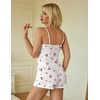 Ekouaer Women Pajama Sets 2 Piece Cute Cami Sleepwear Lace Trim Pj Top Soft Summer Lounge Shorts Sexy Lingerie S-XXL(Cherry)