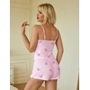 Ekouaer Women Pajama Sets 2 Piece Cute Cami Sleepwear Lace Trim Pj Top Soft Summer Lounge Shorts Sexy Lingerie S-XXL(Pink Bow)