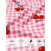 Ekouaer Women Pajama Sets 2 Piece Cute Cami Sleepwear Lace Trim Pj Top Soft Summer Lounge Shorts Sexy Lingerie S-XXL(Pink Plaid Cherry)