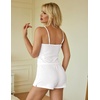 Ekouaer Women Pajama Sets 2 Piece Cute Cami Sleepwear Lace Trim Pj Top Soft Summer Lounge Shorts Sexy Lingerie S-XXL(White)