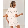 Ekouaer Pajamas Set for Women Button Down Pjs Lounge Sets Ruffle Short Sleeve Sleepwear Cute Loungewear(Beige Cherry)