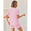 Ekouaer Pajamas Set for Women Button Down Pjs Lounge Sets Ruffle Short Sleeve Sleepwear Cute Loungewear(Dark Pink)