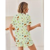 Ekouaer Pajamas Set for Women Button Down Pjs Lounge Sets Ruffle Short Sleeve Sleepwear Cute Loungewear(Green Fruits)