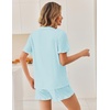 Ekouaer Pajamas Set for Women Button Down Pjs Lounge Sets Ruffle Short Sleeve Sleepwear Cute Loungewear(Ice Blue)