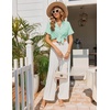 Ekouaer Pajamas Set for Women Button Down Pjs Lounge Sets Ruffle Short Sleeve Sleepwear Cute Loungewear(Ice Green)