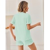 Ekouaer Pajamas Set for Women Button Down Pjs Lounge Sets Ruffle Short Sleeve Sleepwear Cute Loungewear(Ice Green)