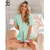 Ekouaer Pajamas Set for Women Button Down Pjs Lounge Sets Ruffle Short Sleeve Sleepwear Cute Loungewear(Ice Green)