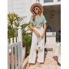 Ekouaer Pajamas Set for Women Button Down Pjs Lounge Sets Ruffle Short Sleeve Sleepwear Cute Loungewear(Light Green)
