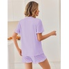 Ekouaer Pajamas Set for Women Button Down Pjs Lounge Sets Ruffle Short Sleeve Sleepwear Cute Loungewear(Lilac)