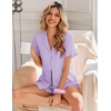 Ekouaer Pajamas Set for Women Button Down Pjs Lounge Sets Ruffle Short Sleeve Sleepwear Cute Loungewear(Lilac)