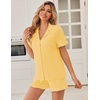 Ekouaer Pajamas Set for Women Button Down Pjs Lounge Sets Ruffle Short Sleeve Sleepwear Cute Loungewear(Yellow)