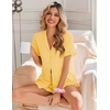 Ekouaer Pajamas Set for Women Button Down Pjs Lounge Sets Ruffle Short Sleeve Sleepwear Cute Loungewear(Yellow)