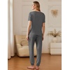 Ekouaer Pajamas for Women Set 2 Pack Lounge Set Short Sleeve Pjs Joggers Long Pants Loungepwear with Pockets(Black+dark Gray)