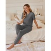 Ekouaer Pajamas for Women Set 2 Pack Lounge Set Short Sleeve Pjs Joggers Long Pants Loungepwear with Pockets(Black+dark Gray)