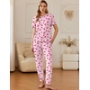 Ekouaer Pajamas for Women Set 2 Pack Lounge Set Short Sleeve Pjs Joggers Long Pants Loungepwear with Pockets(Blue Bow+pink Cherry)