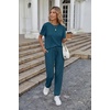 Ekouaer Pajamas for Women Set 2 Pack Lounge Set Short Sleeve Pjs Joggers Long Pants Loungepwear with Pockets(Blue Green+navy Bule)