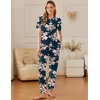 Ekouaer Pajamas for Women Set 2 Pack Lounge Set Short Sleeve Pjs Joggers Long Pants Loungepwear with Pockets(Navy Blue Flower+white Flower)