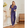 Ekouaer Pajamas for Women Set 2 Pack Lounge Set Short Sleeve Pjs Joggers Long Pants Loungepwear with Pockets(Pink Star+purple Star)
