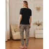Ekouaer Pajamas for Women Set 2 Pack Lounge Set Short Sleeve Pjs Joggers Long Pants Loungepwear with Pockets(Star+leopard)
