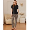 Ekouaer Pajamas for Women Set 2 Pack Lounge Set Short Sleeve Pjs Joggers Long Pants Loungepwear with Pockets(Star+leopard)