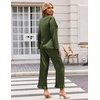 Ekouaer Silk Satin Pajamas Set Womens Long Sleepwear Button Down 2 Piece Classic Soft Loungewear Pjs Set(Army Green)