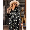 Ekouaer Silk Satin Pajamas Set Womens Long Sleepwear Button Down 2 Piece Classic Soft Loungewear Pjs Set(Black Martini Drinks)