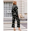 Ekouaer Silk Satin Pajamas Set Womens Long Sleepwear Button Down 2 Piece Classic Soft Loungewear Pjs Set(Black Martini Drinks)
