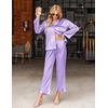 Ekouaer Silk Satin Pajamas Set Womens Long Sleepwear Button Down 2 Piece Classic Soft Loungewear Pjs Set(Lavender)